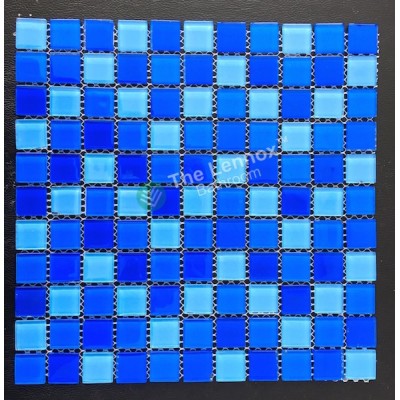 Glass Titanium Mosaic Pool Tile - Blue